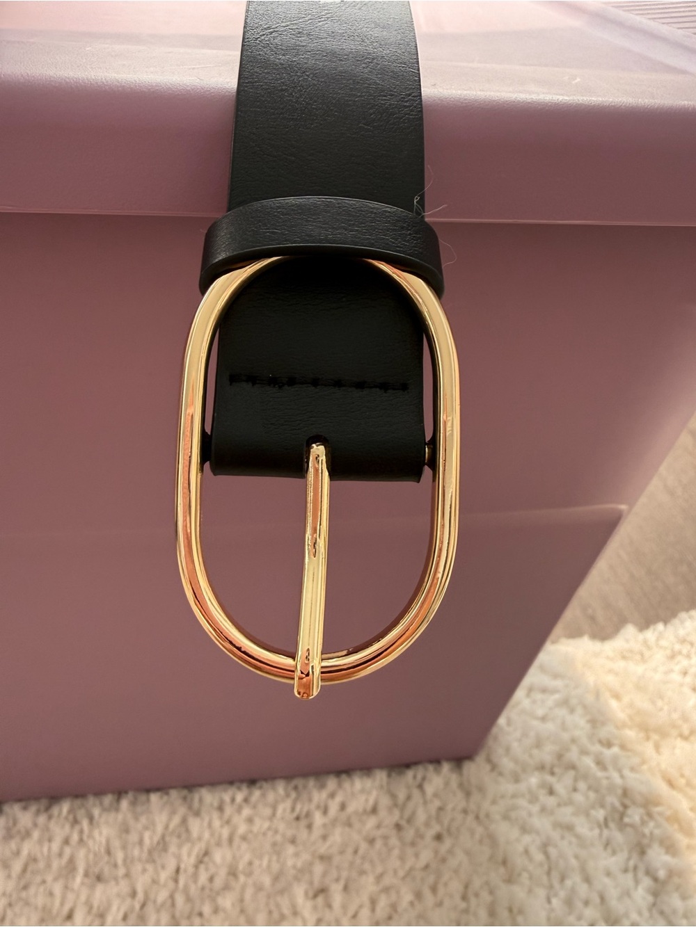 NEW Vince Camuto Black Belt with Gold Oval Buckle Size XL